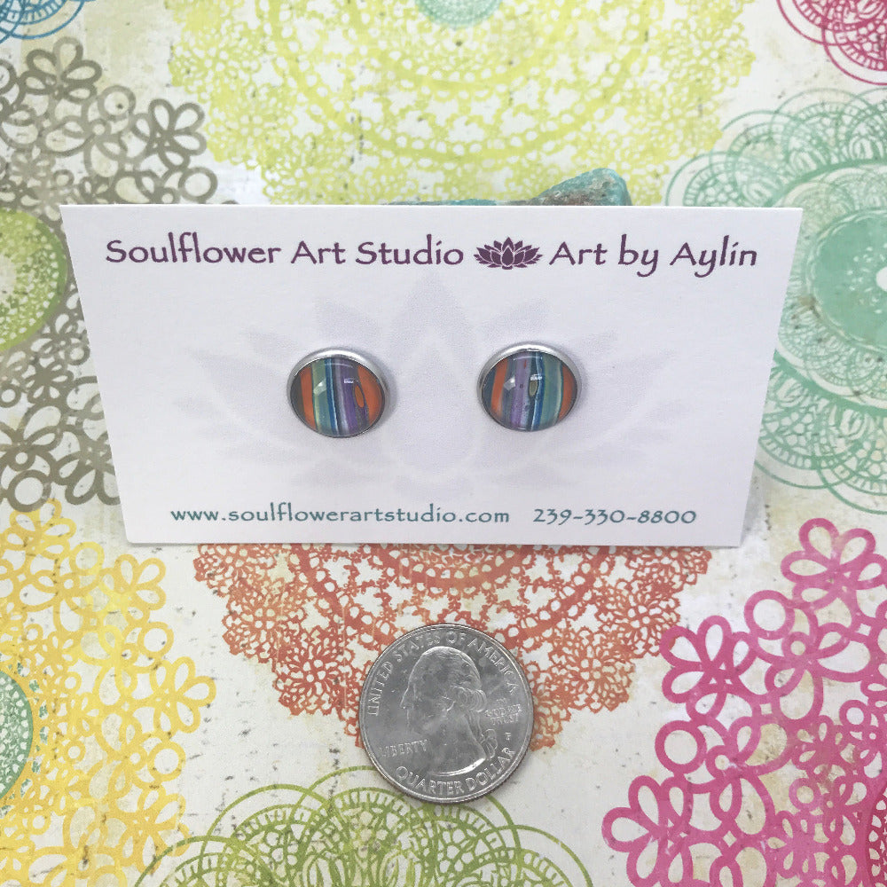 "Blurred Lines" Wearable Art Stud Earrings