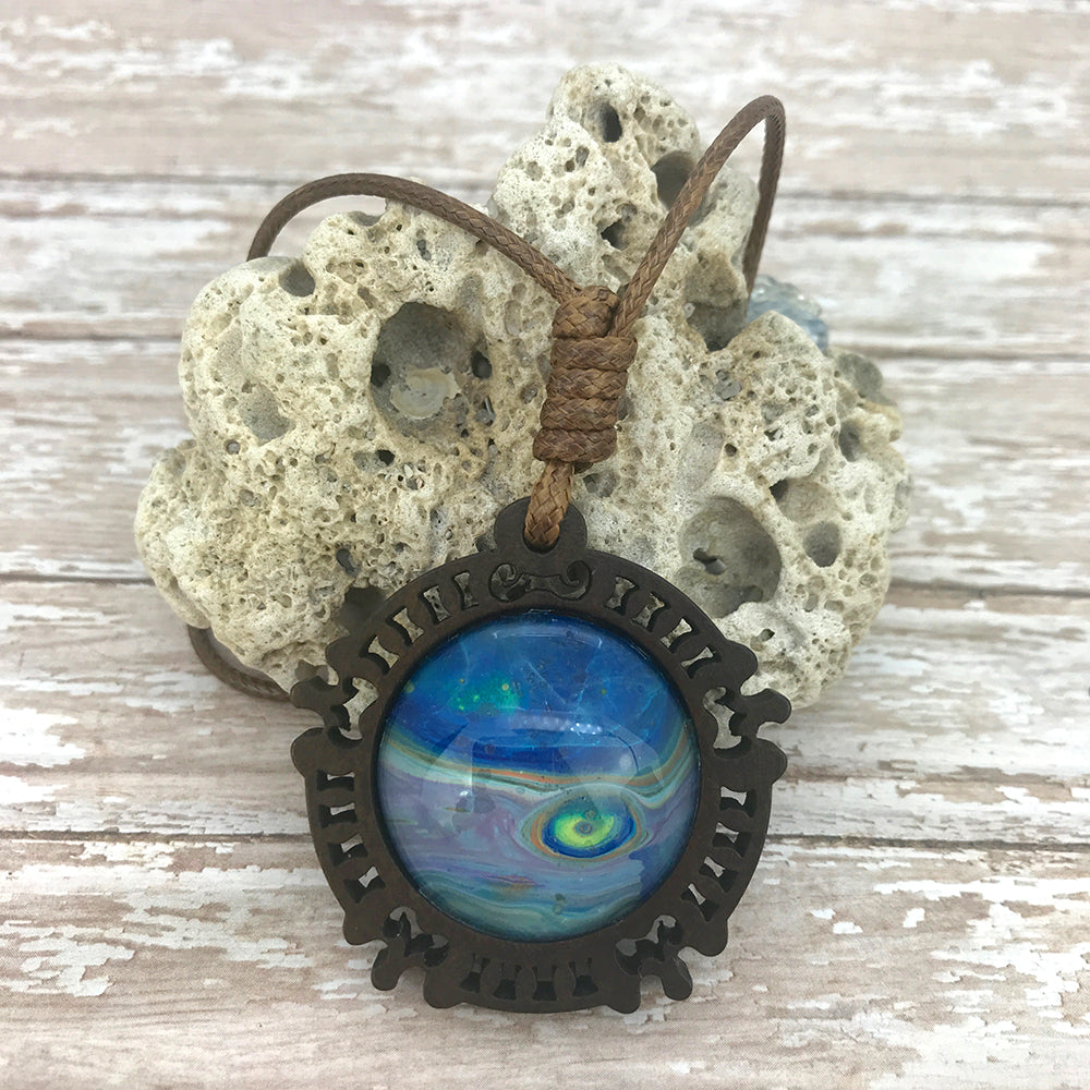 Drops of Jupiter Boho Abstract Art Wood Necklace
