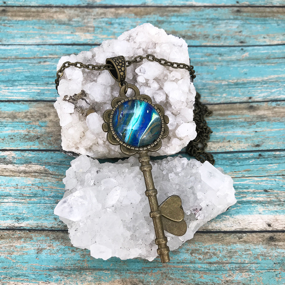 Rt66 Blue Vintage Key Necklace