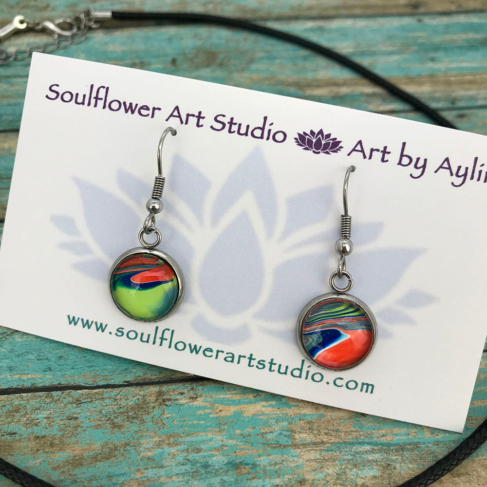 Colorful Abstract Necklace & Earrings Set