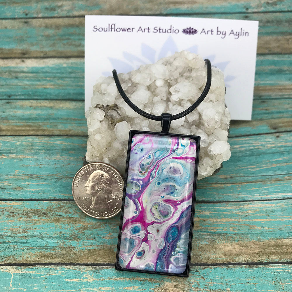 Large Abstract Pink & Blue Necklace