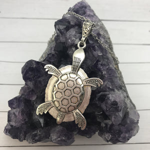 Abstract Purple Turtle Fluid Art Necklace