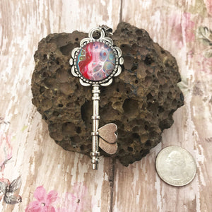 Pink Vintage Key Boho Necklace