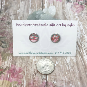 "Strawberry Shortcake"  Wearable Art Stud Earrings