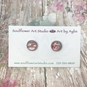 "Strawberry Shortcake"  Wearable Art Stud Earrings