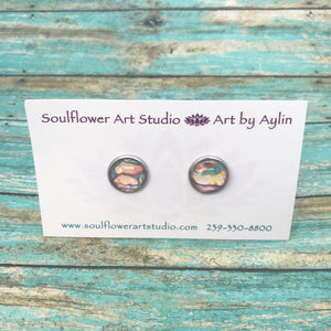 "Coral Blush" Wearable Art Stud Earrings