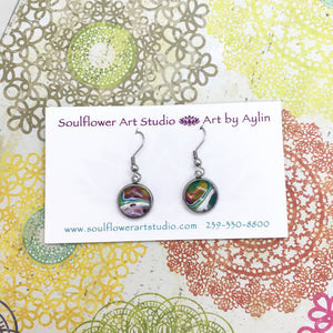 "Abstract Planets" Wearable Art Dangle Earrings