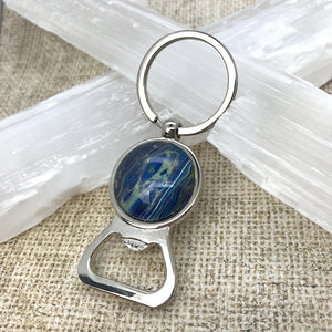 Indigo Blue Abstract Art Keychain & Bottle Opener