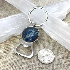 Indigo Blue Abstract Art Keychain & Bottle Opener