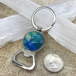 Blue Green Artsy Keychain & Bottle Opener