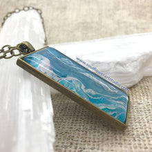 Load image into Gallery viewer, Blue Bronze Rectangle Wearable Art Necklace
