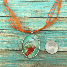 Load image into Gallery viewer, Wearable Art Necklace - Teal &amp; Orange
