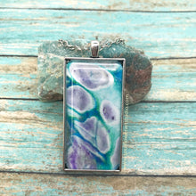 Load image into Gallery viewer, Blue Green &amp; Purple Fluid Abstract Art Necklace
