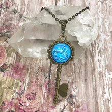 Load image into Gallery viewer, Blue Vintage Key Art Necklace

