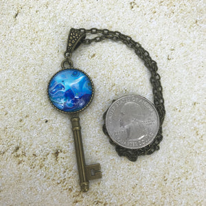 Frozen Blue Vintage Key Necklace