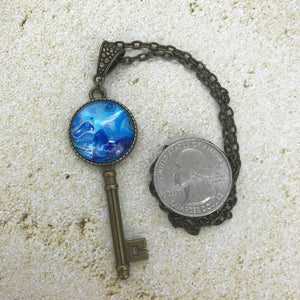 Frozen Blue Vintage Key Necklace