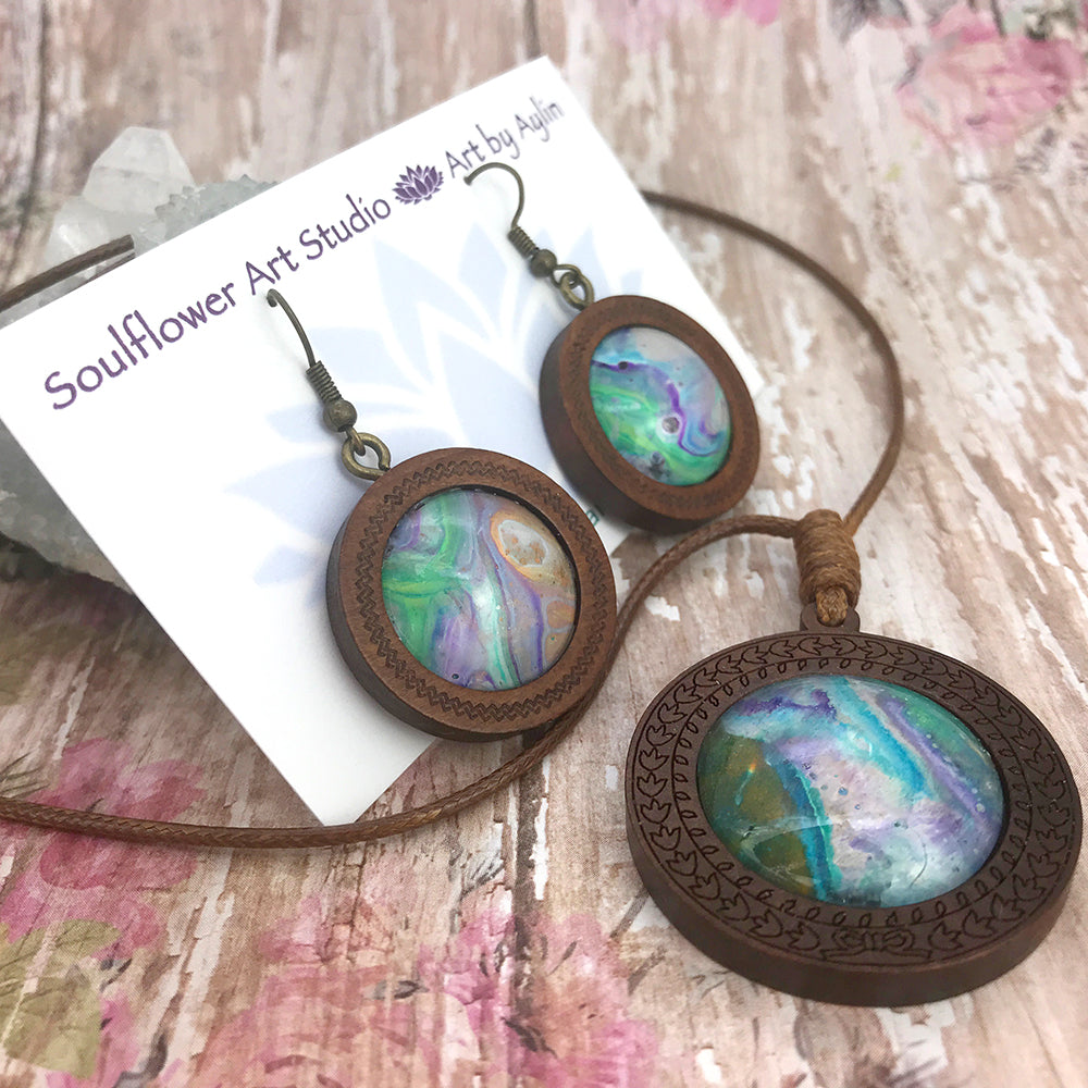 Lucid Dreams Boho Wooden Necklace & Earrings Set