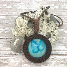 Load image into Gallery viewer, Blue Lagoon Boho Abstract Art Wood Necklace
