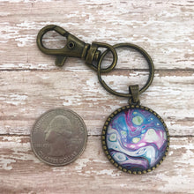 Load image into Gallery viewer, Blue Pink Purple Fluid Art Keychain
