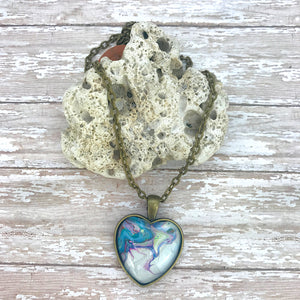 Blue White Heart Necklace