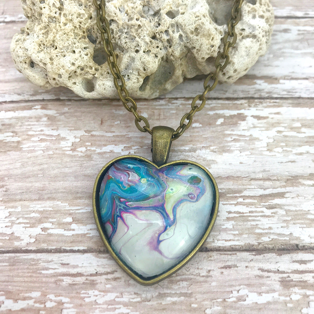 Blue White Heart Necklace