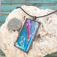 Load image into Gallery viewer, Floral View Turquoise Magenta Abstract Art Necklace
