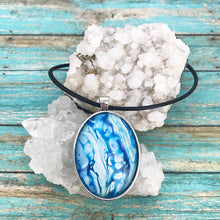 Load image into Gallery viewer, Turquoise Waterfalls Fluid Art Necklace
