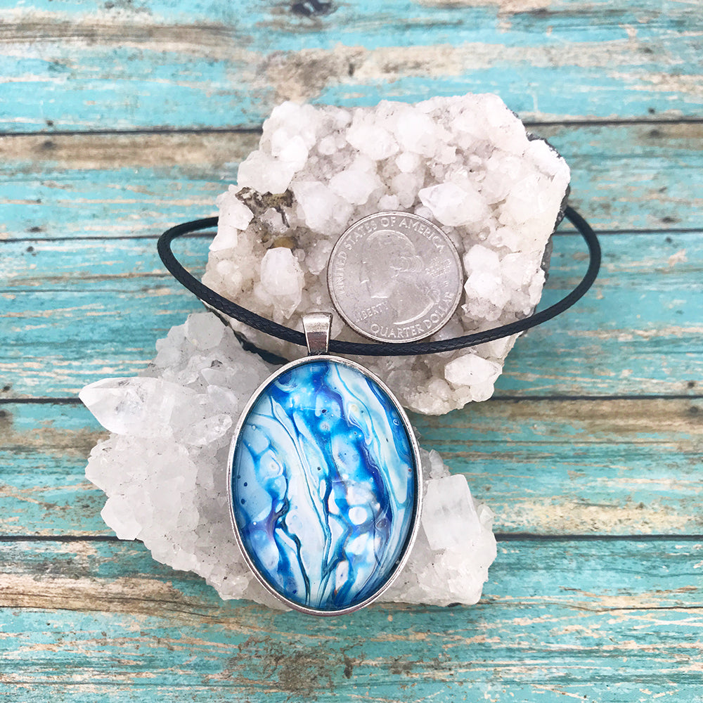 Turquoise Waterfalls Fluid Art Necklace
