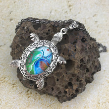 Load image into Gallery viewer, Blue Green Turtle Fluid Art Necklace

