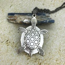 Load image into Gallery viewer, Blue Green Turtle Fluid Art Necklace
