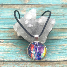 Load image into Gallery viewer, Purple Blue Orange Fluid Art Necklace

