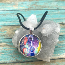 Load image into Gallery viewer, Purple Blue Orange Fluid Art Necklace
