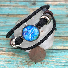 Load image into Gallery viewer, Vibrant Blue Fluid Art Leather Boho Bracelet
