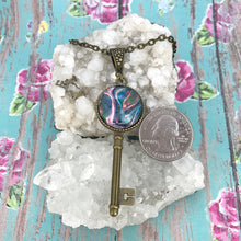 Load image into Gallery viewer, Vintage Key 67 Fluid Art Necklace
