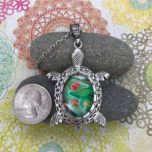 Green Turtle Wearable Art Necklace