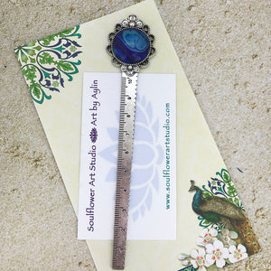 Purple Blue Bookmark Ruler with Fluid Artwork