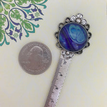 Load image into Gallery viewer, Purple Blue Bookmark Ruler with Fluid Artwork
