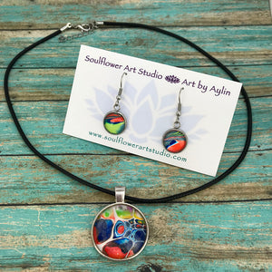 Colorful Abstract Necklace & Earrings Set