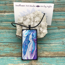 Load image into Gallery viewer, Blue Purple White Abstract Artwork Necklace
