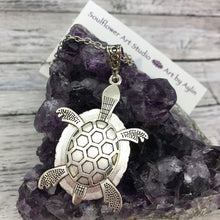 Load image into Gallery viewer, Light Blue Turtle Fluid Art Necklace
