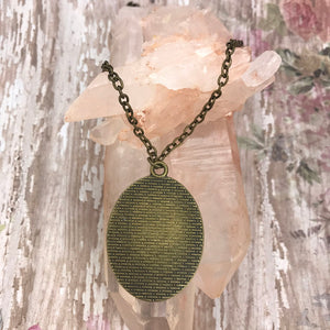 Blue Orange Oval Bronze Necklace