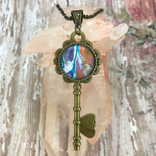 Load image into Gallery viewer, Purple Orange Bronze Vintage Key Necklace

